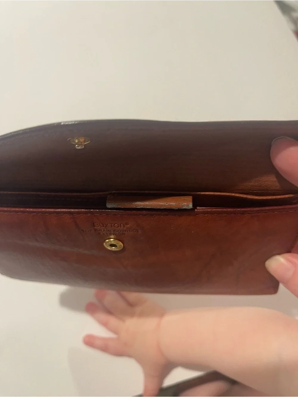 Buxton vintage Brown Leather Clutch Wallet with coin purse and checkbook READ